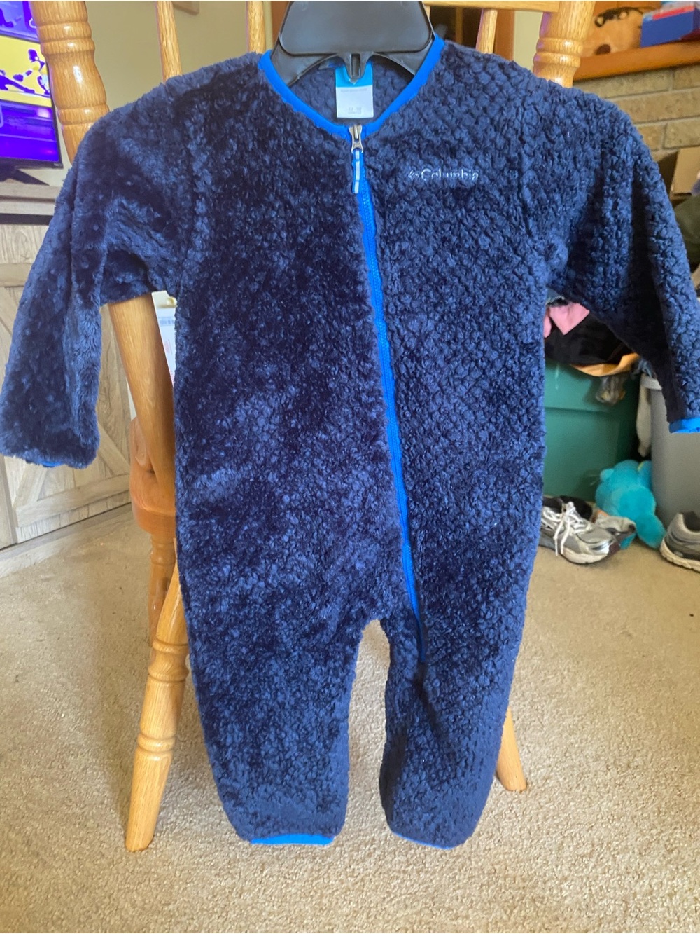 Columbia Shark Trek Interchange Sherpa Fleece Bunting Romper Navy Blue 12-18 M